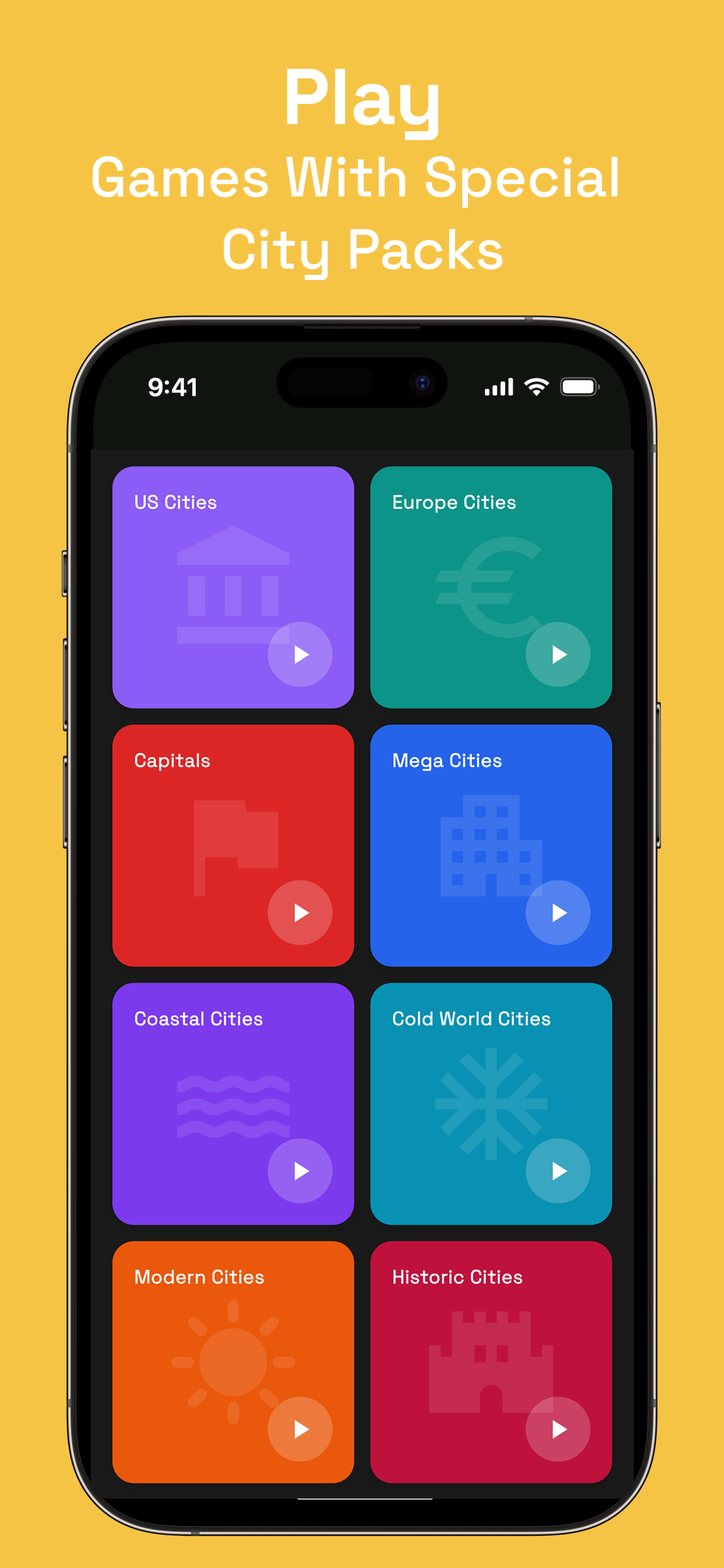 Play games with special city packs — City Map Guesser screenshot